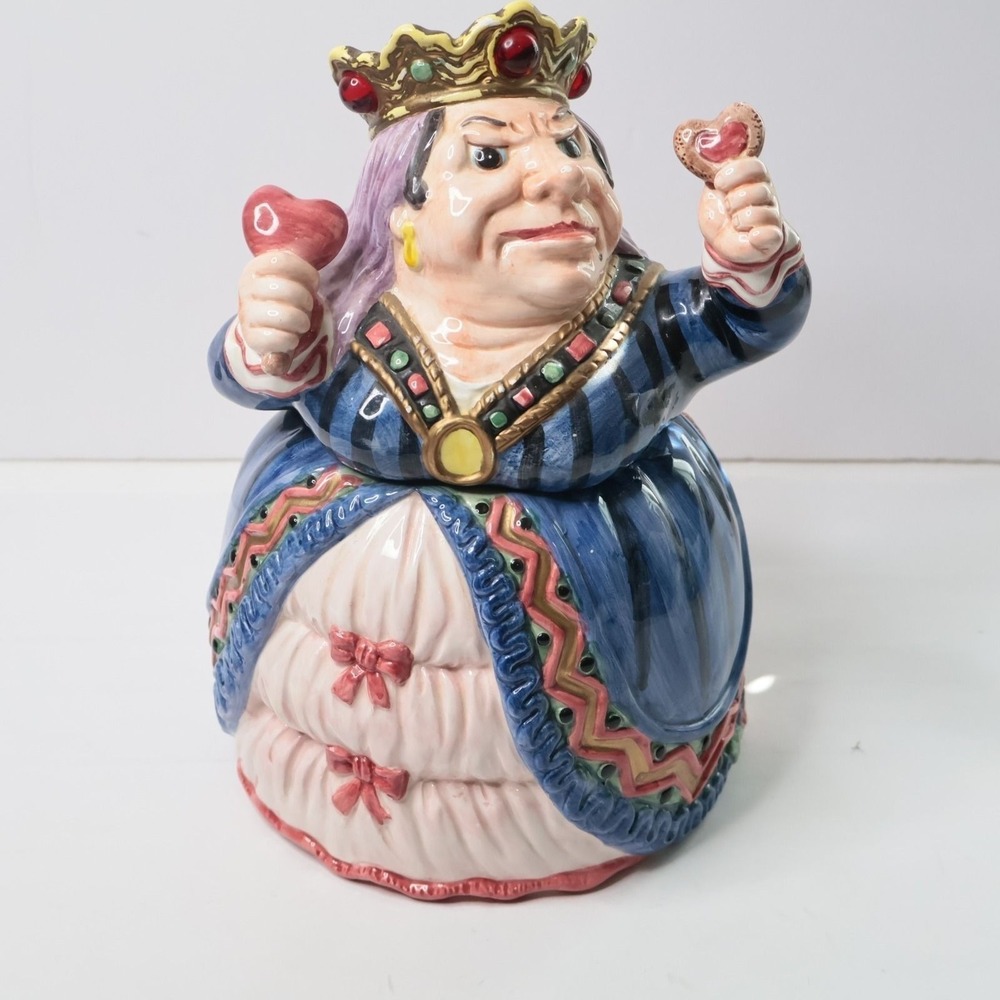 Vintage 1992 Fitz & Floyd Disney Alice In Wonderland Queen Of Hearts Cookie Jar